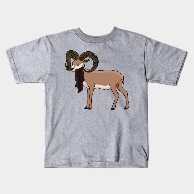 Mouflon goat illustration Kids T-Shirt by Cartoons of fun